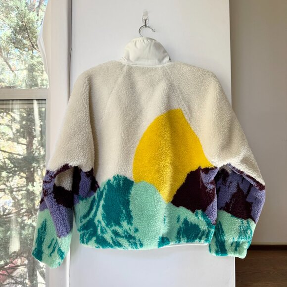 New Free People Movement Hit The Slopes Printed Fleece Jacket Ivory Sunrise XS - Picture 5 of 9